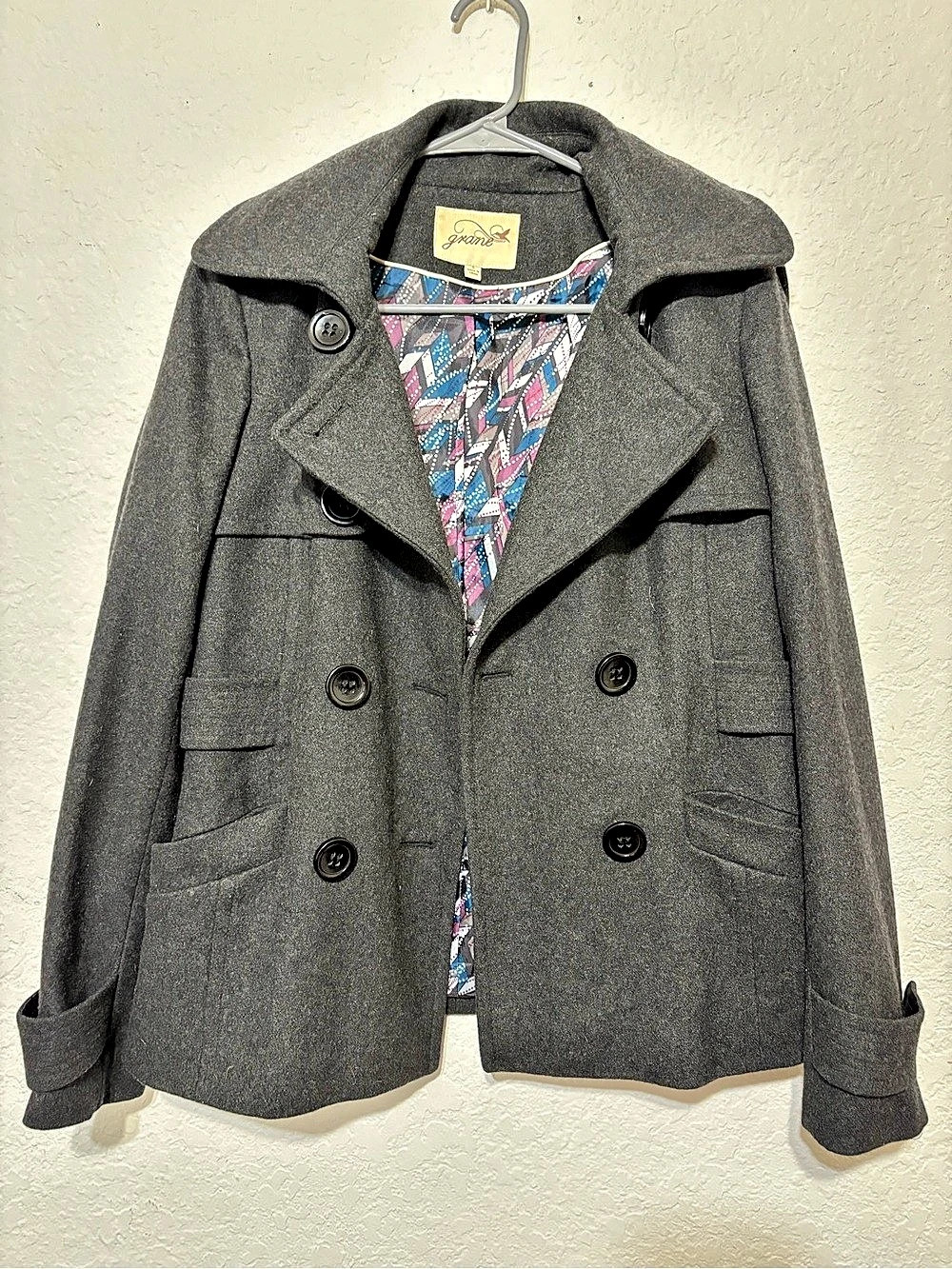 Grane Gray Pea Coat Like New
